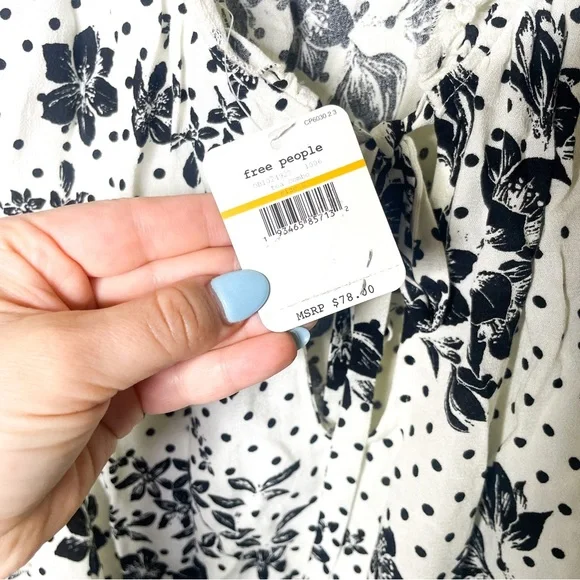 Free People NWT One On One Date Bodysuit in Ivory Black and White Long Sleeve - Picture 8 of 13